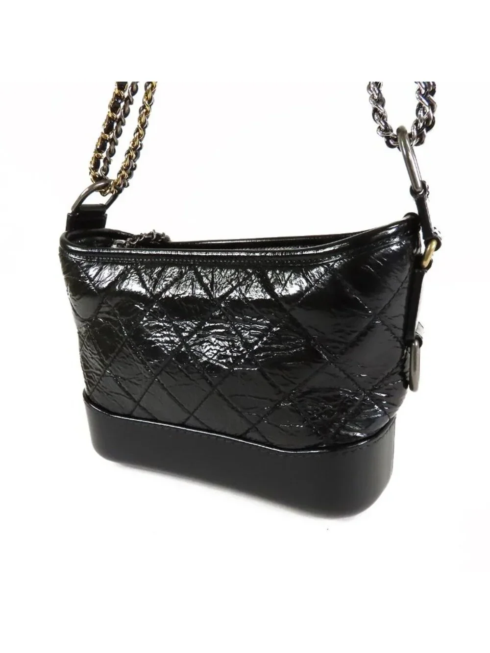 Chanel Gabrielle de Chanel Black Gold Silver Calfskin Small Hobo Shoulder Bag
